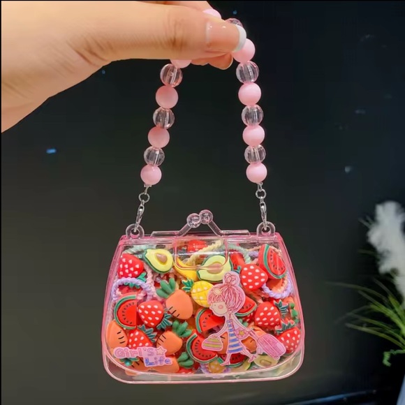 Mini Pink Sparkle handbag with Hair Accessories Set - Picture 10 of 14